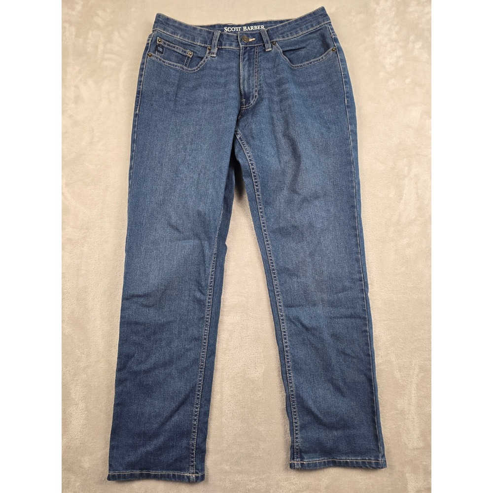 Scott Barber Straight Fit Jeans Mens 30x30 Blue Denim Stretch‎ Casual Pants